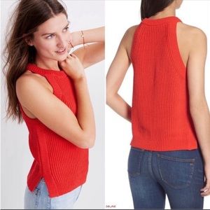 Madewell Valley Knit Ribbed Sweater Tank in Red